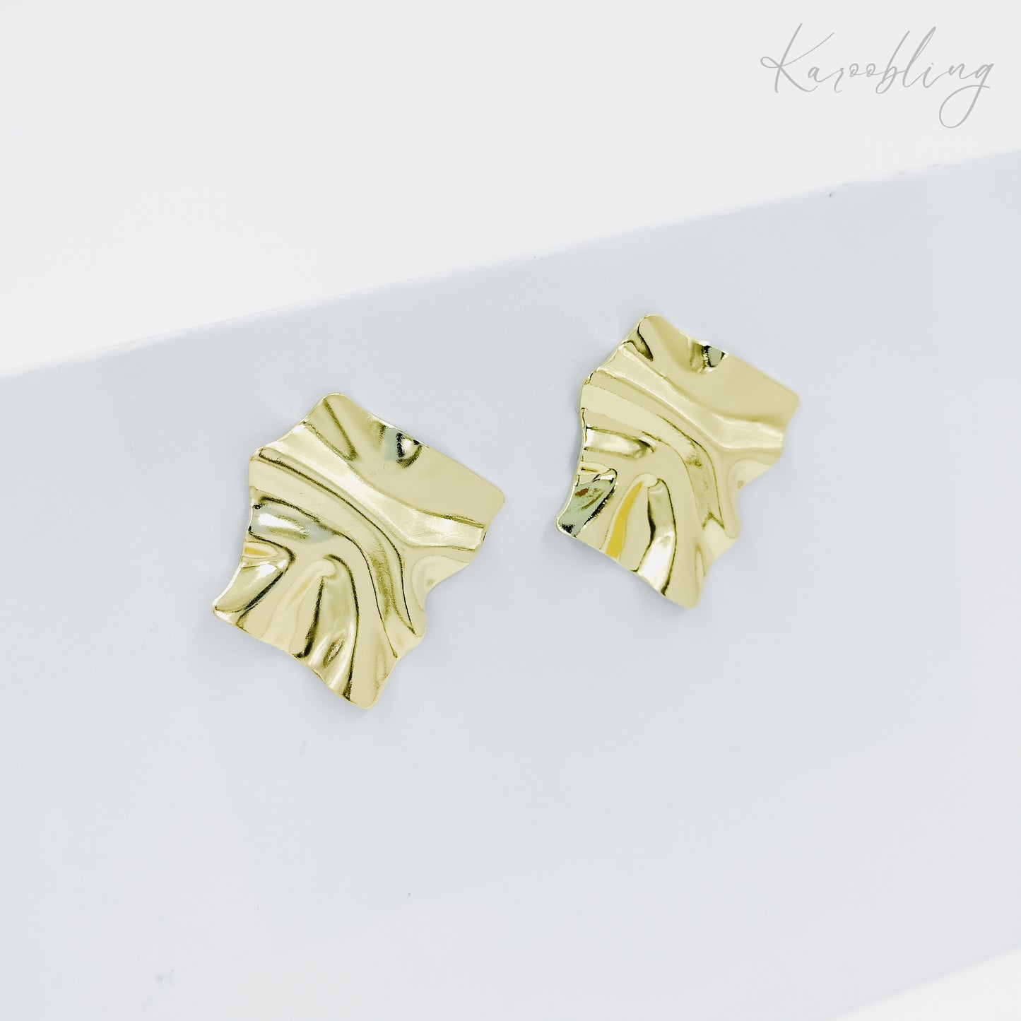 ripple statement stud earrings gold plated (fashion jewellery)