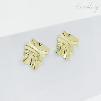 ripple statement stud earrings gold plated (fashion jewellery)