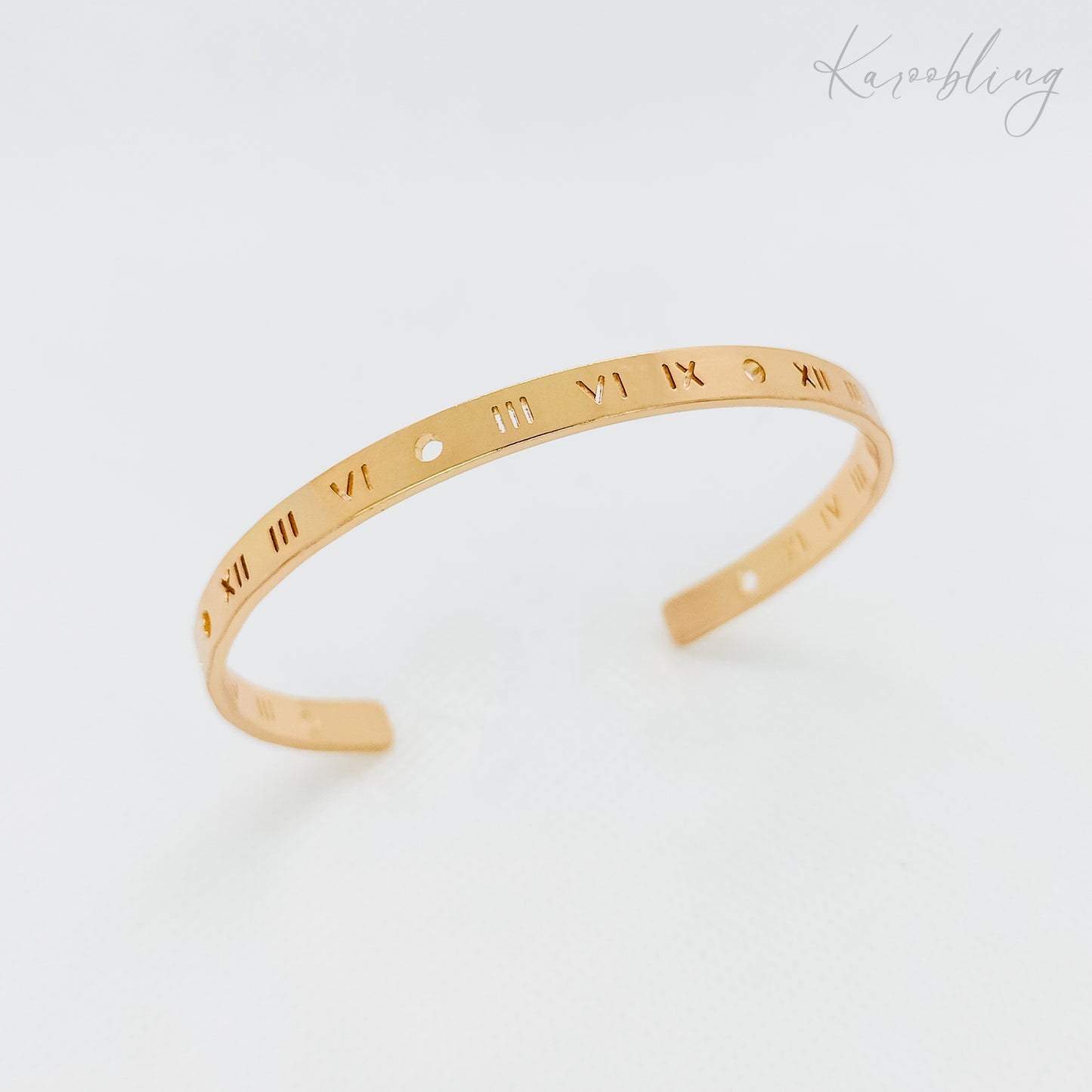 roman numeral cuff bangle gold plated (water & tarnish proof)