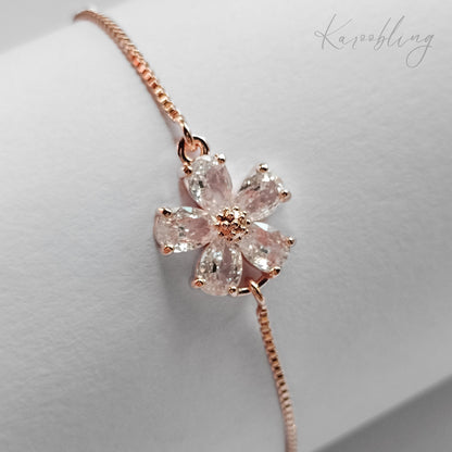 Rose Gold Blooming Petals Bracelet - close up