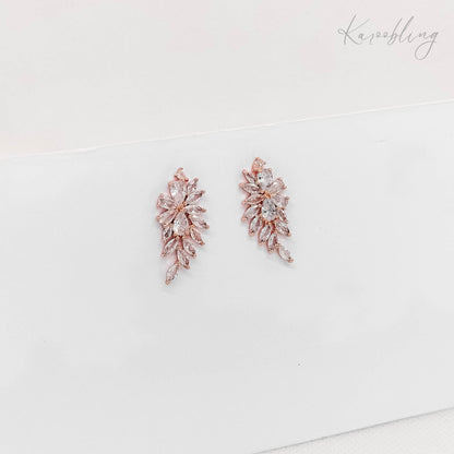 rose gold bridal stud earrings