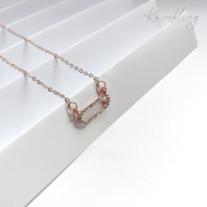 Rose Gold LustrousOval Elegance Necklace - close up