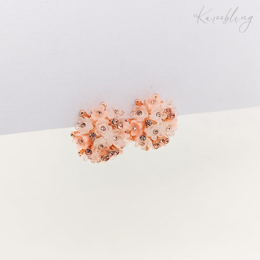 rose gold plated flower ball stud earrings