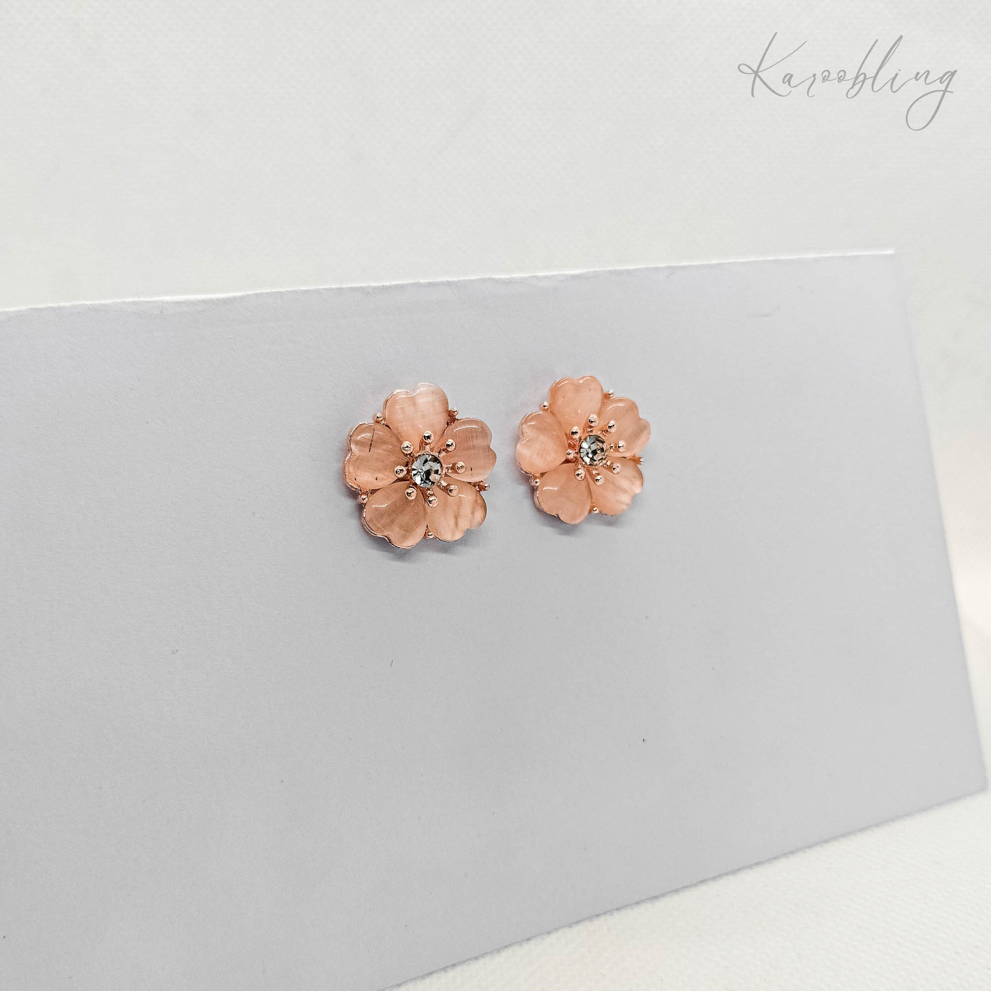 Rose Gold Plated Flower Stud Earrings