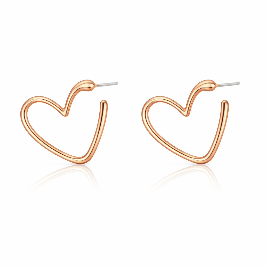 rose gold plated heart hoop earrings (fashion jewellery)