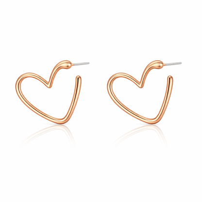 rose gold plated heart hoop earrings (fashion jewellery)