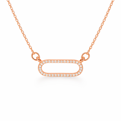 rose gold plated rhinestone oval pendant necklace (fashion jewellery)