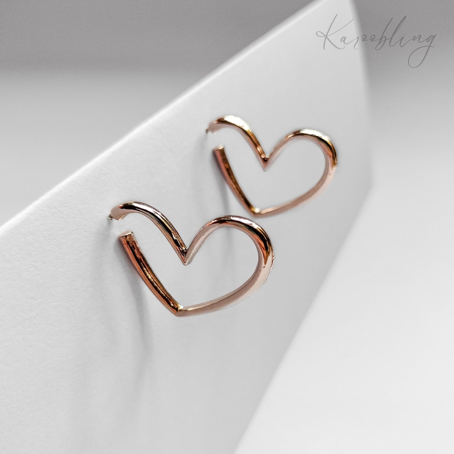 Rose Gold Heart Hoop Earrings