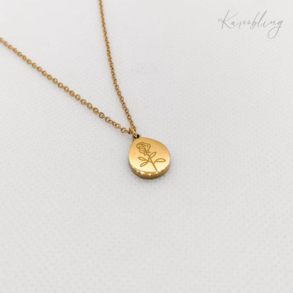 rose pendant necklace gold plated (water & tarnish proof)