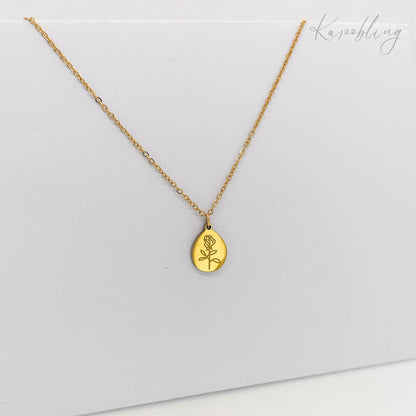 rose pendant necklace gold (water & tarnish proof)