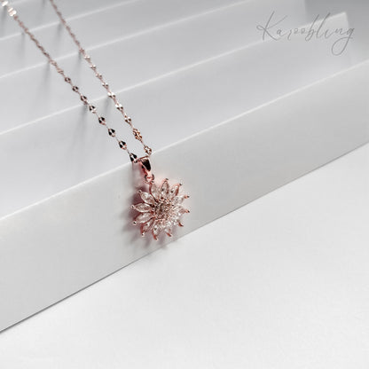 Rose Gold Plated Glow Sunflower Pendant Necklace