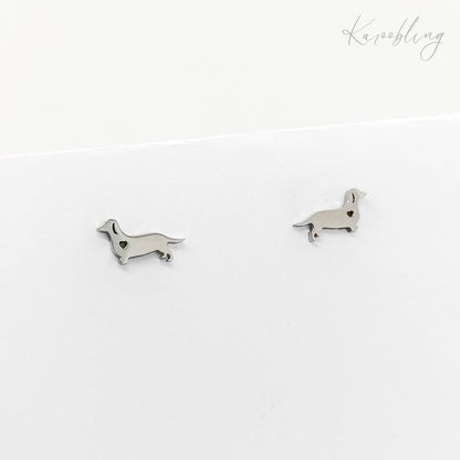 silver-plated dachshund stud earrings (water & tarnish proof)