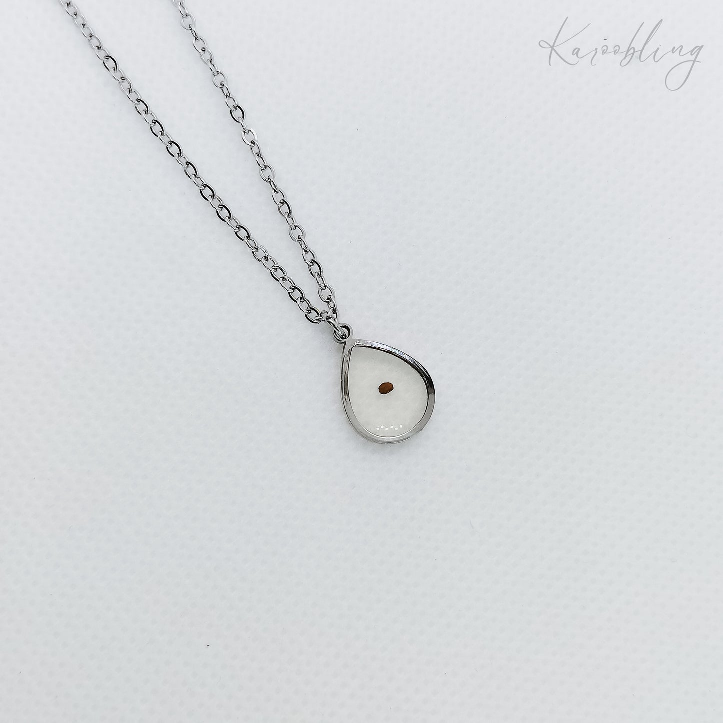 silver-plated teardrop mustard seed necklace (water & tarnish proof)