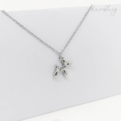 silver balloon dog necklace