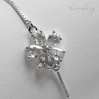 Silver Blooming Petals Bracelet - close up