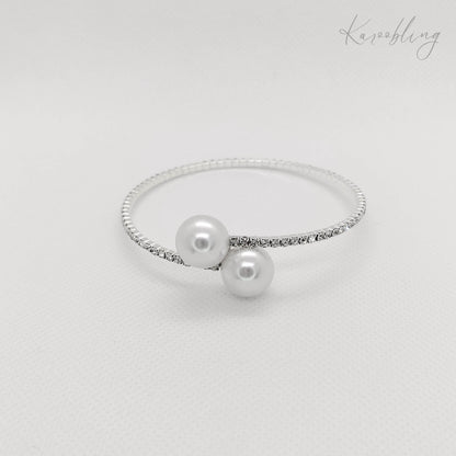 silver bridal bracelet pearl