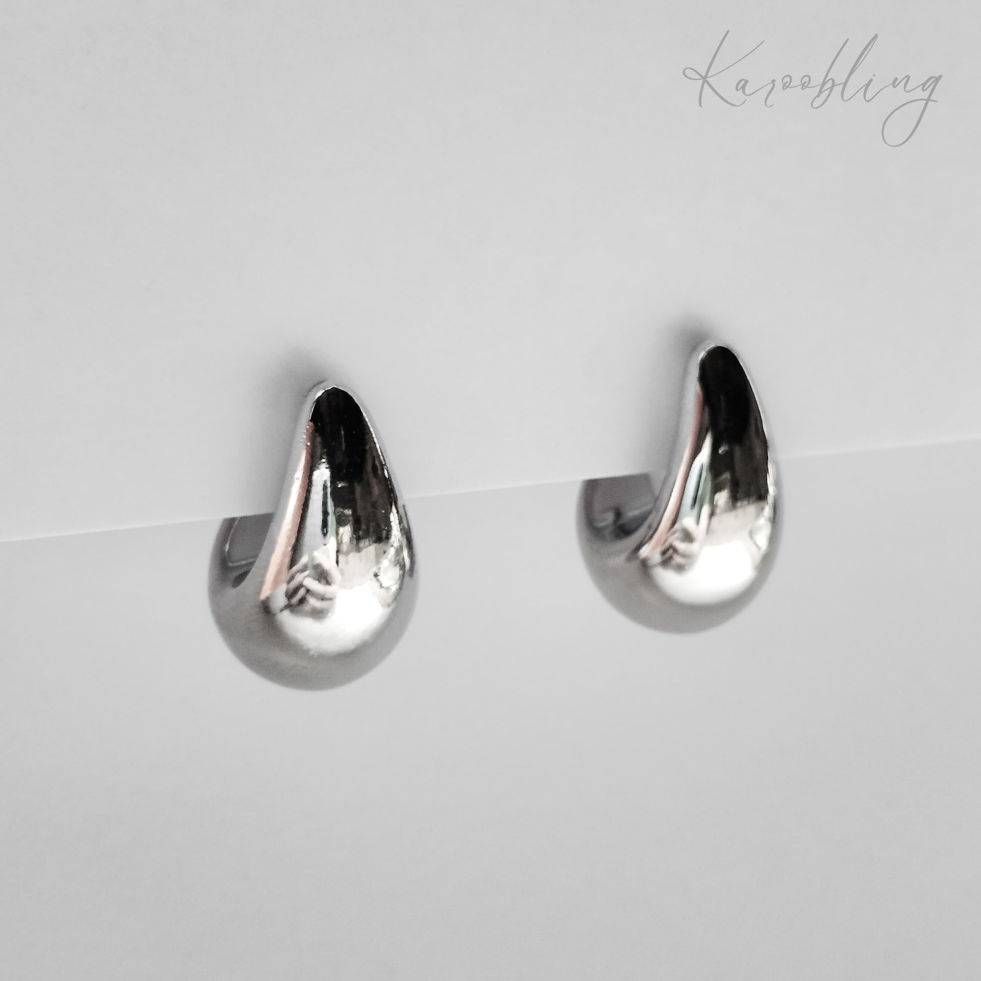 Silver Chunky Teardrop Stud Earrings