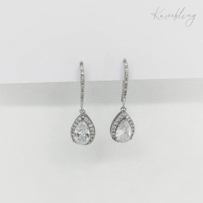 silver plated bridal earrings teardrop