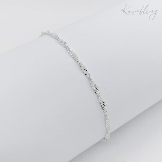 silver plated delicate wave chain bracelet