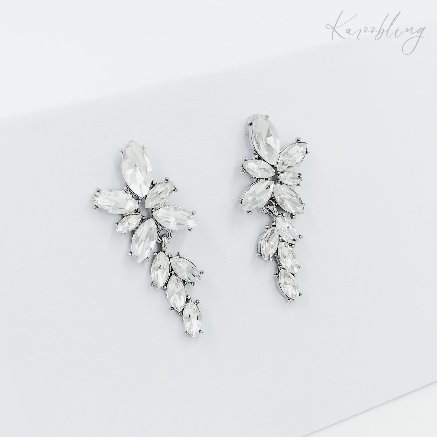 silver plated diamante drop earrings (bridal & formal)