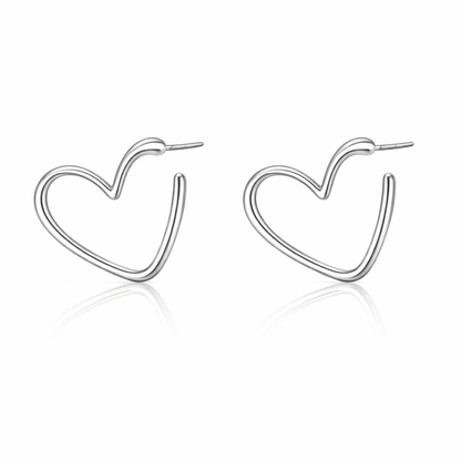 silver plated heart hoop earrings (fashion jewellery)