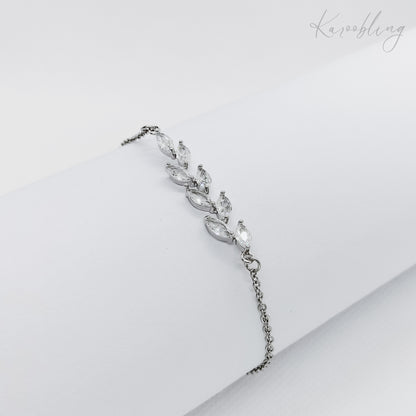 silver plated leaf adjustable bracelet