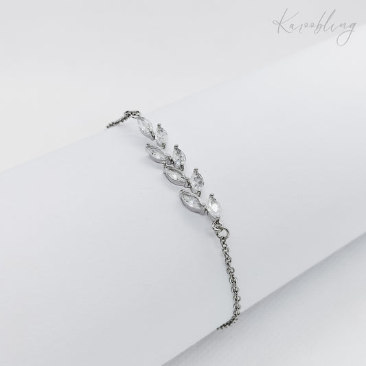 silver plated leaf adjustable bracelet