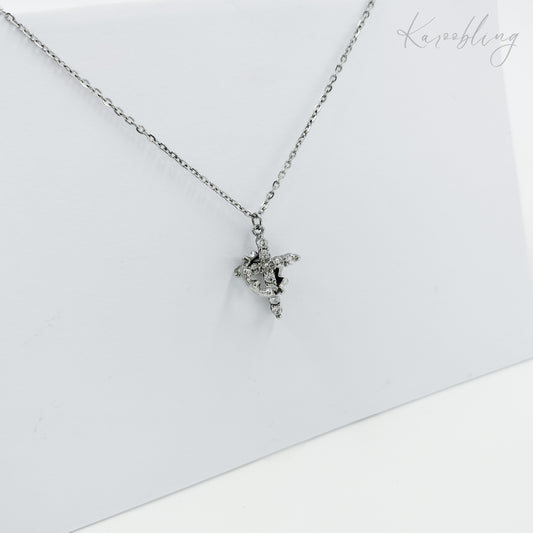 silver plated rotating crown cross necklace (fashion jewellery)