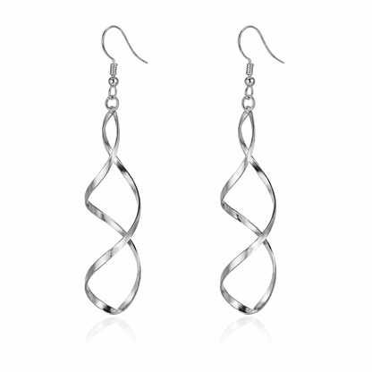 silver plated spiral dangle earrings (fashion jewellery)