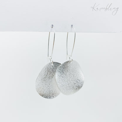 silver plated textured drop earrings