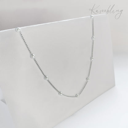 Silver Spaced Out Pearl Necklace