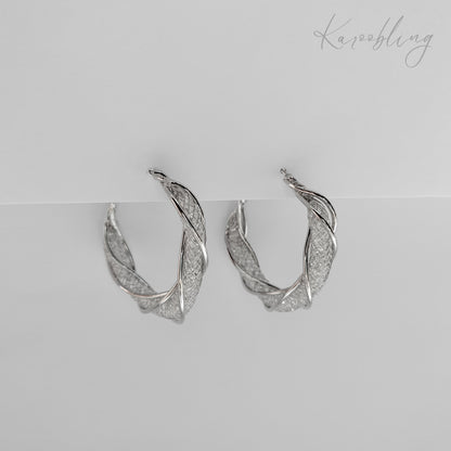 Silver Dazzling Twisted Hoop Earrings