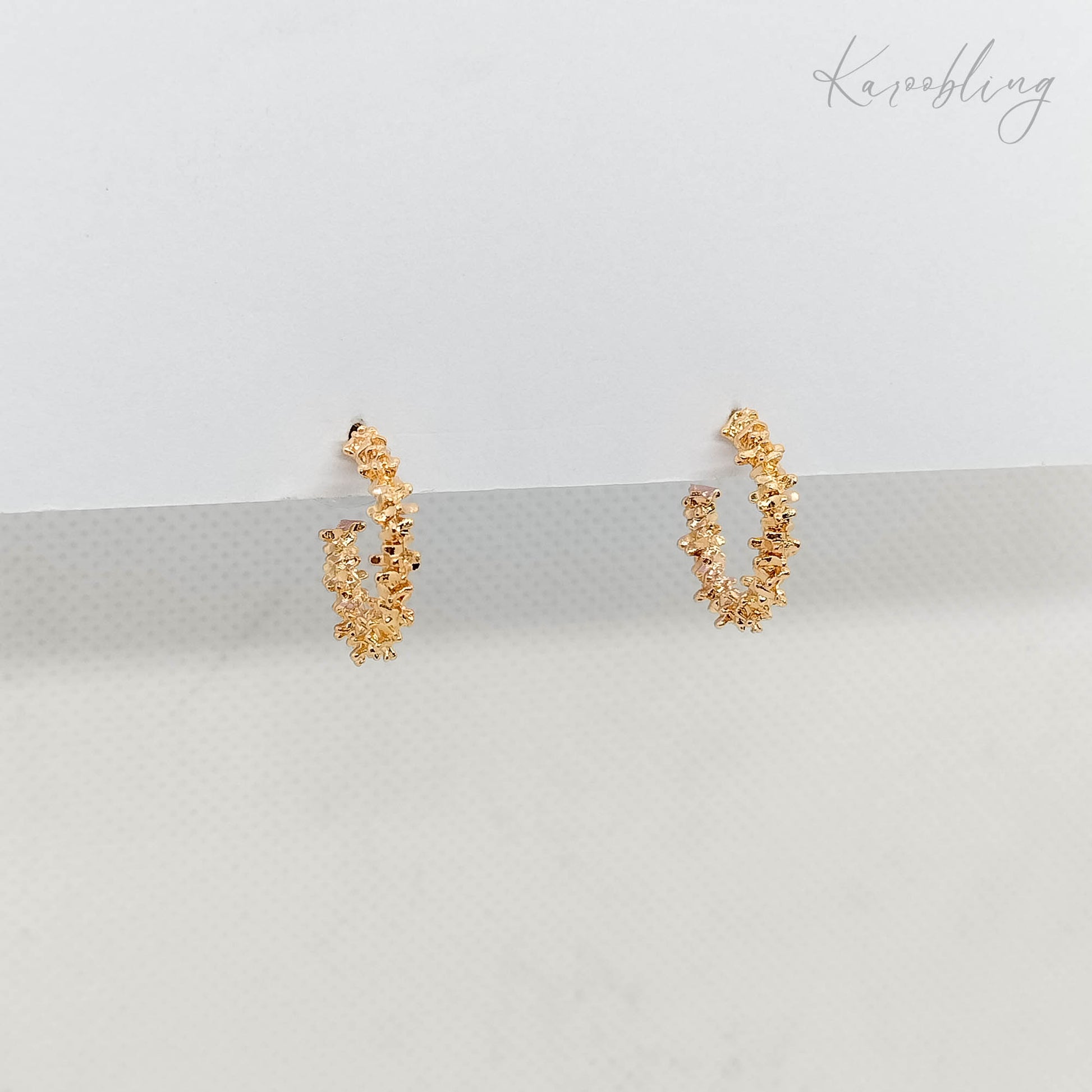 small textured hoop earrings gold