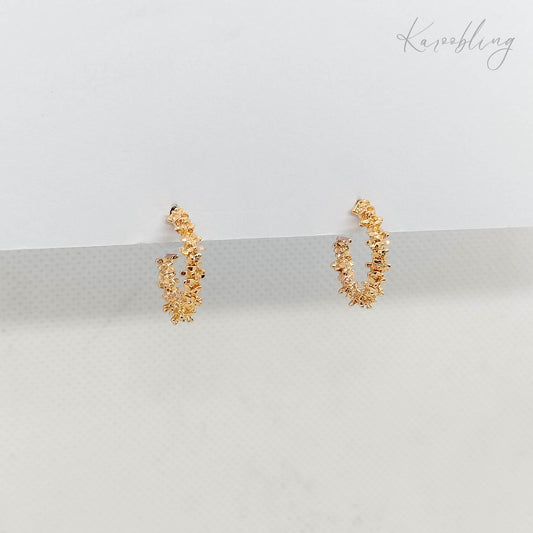 small textured hoop earrings gold