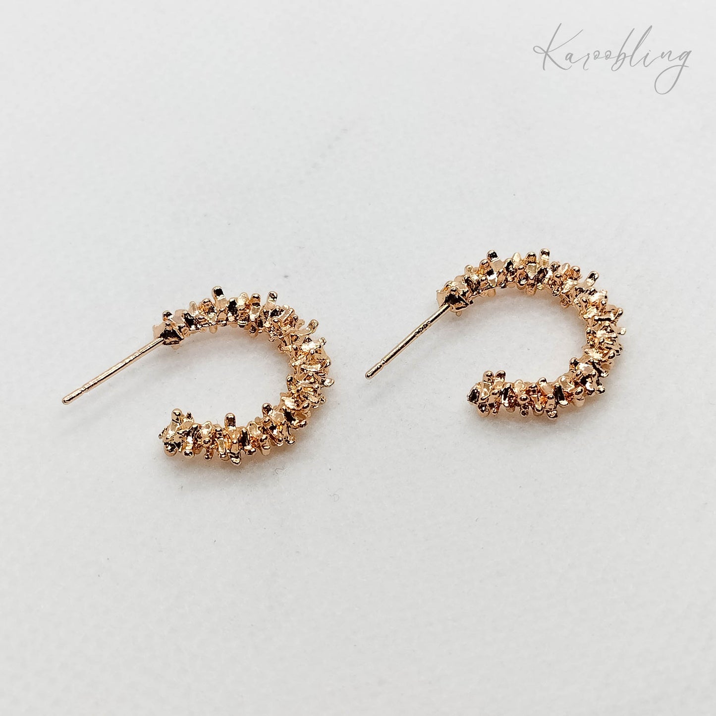 small textured hoop earrings gold plated