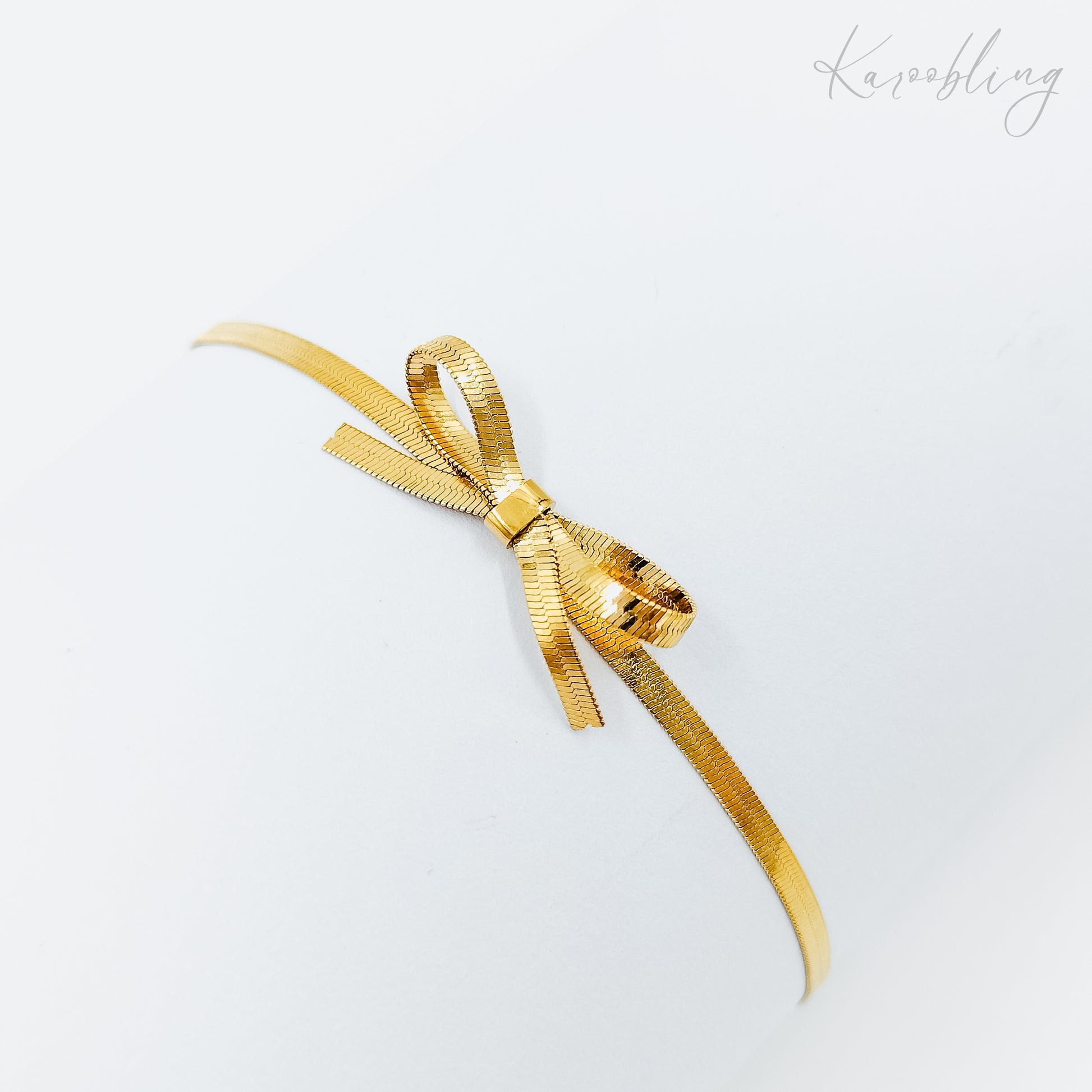 snake chain bow bracelet gold plated (water & tarnish proof)