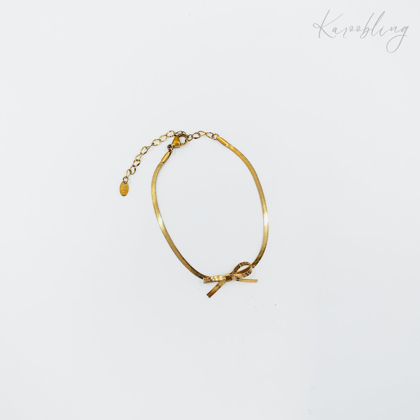 snake chain bow gold plated bracelet (water & tarnish proof)