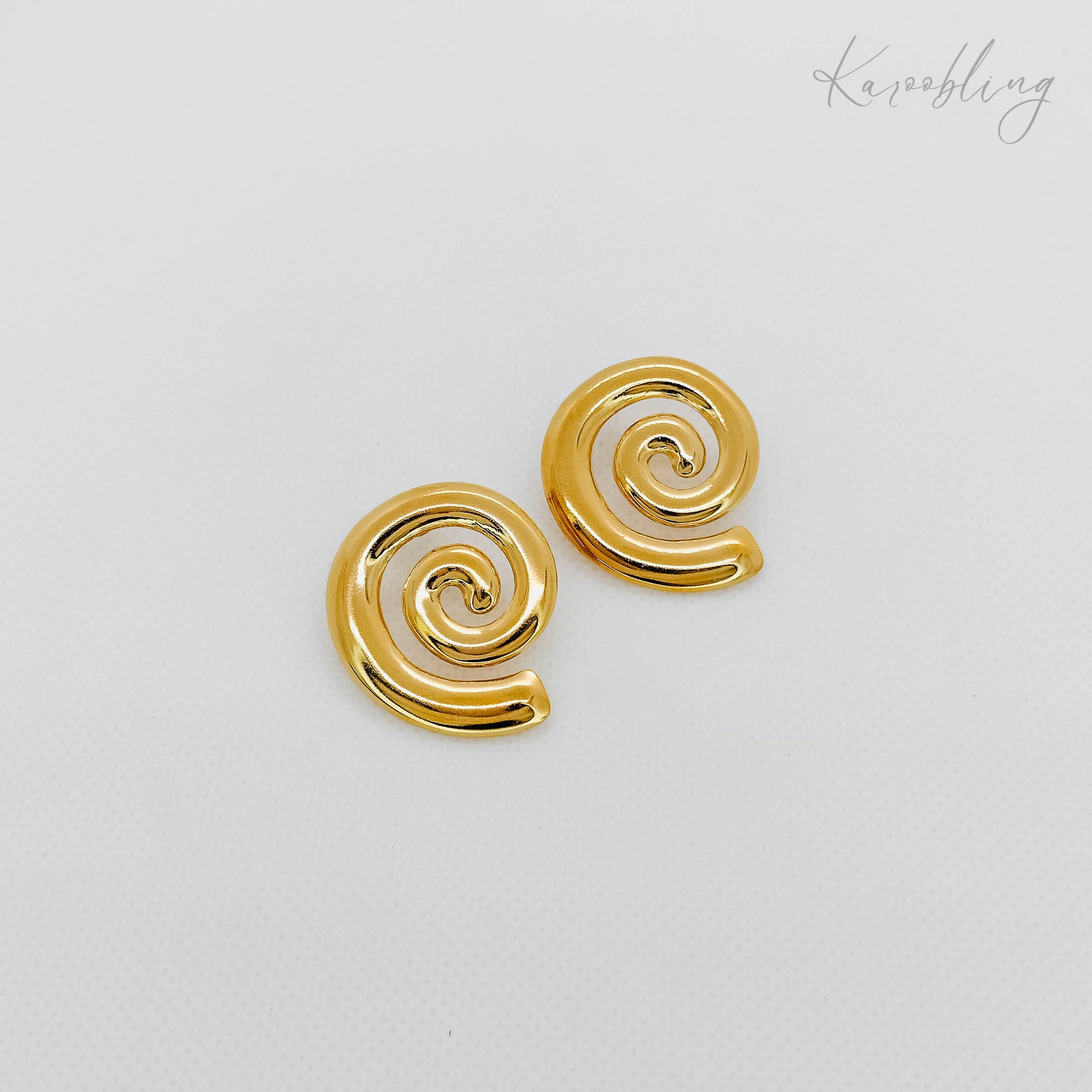 spiral stud earrings gold plated (water & tarnish proof)