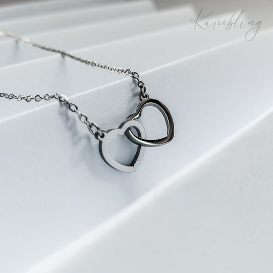 Stainless Steel Linked Hearts Necklace