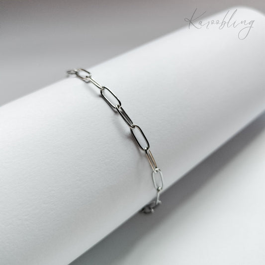 Stainless Steel Paperclip Link Chain Bracelet