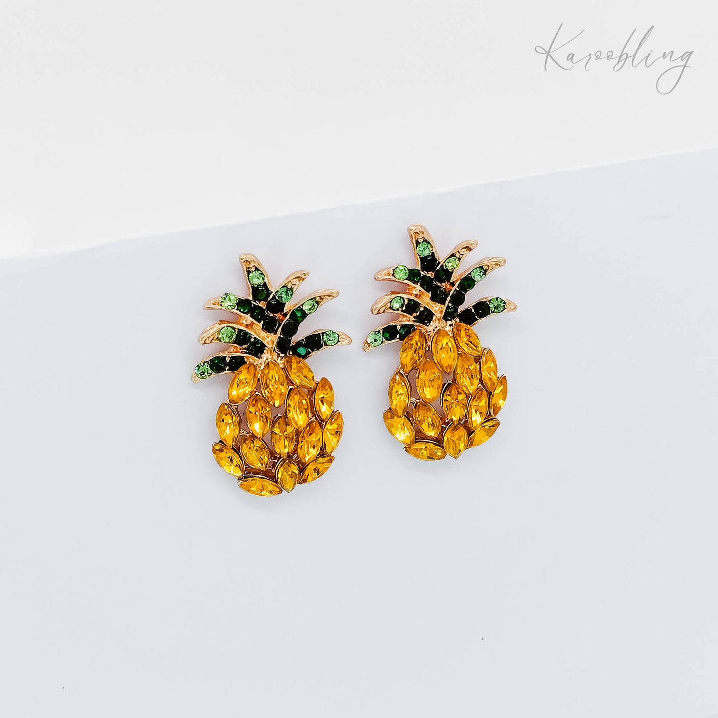 Tropical Pineapple Rhinestone Stud Earrings