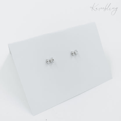 sterling silver cubic zirconia bow stud earrings