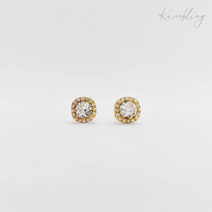 sterling silver cushion stud earrings gold plated