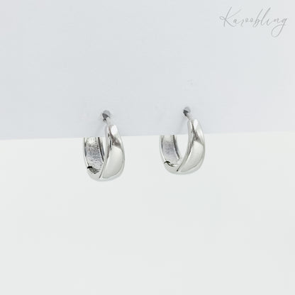 Sterling Silver Drop Huggie Earrings