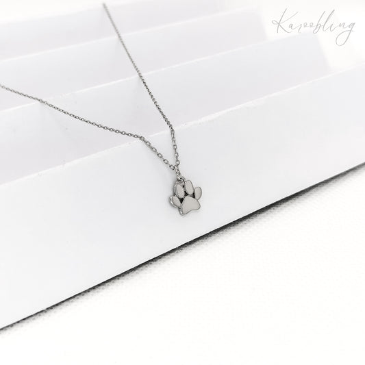 Sterling Silver Paw Print Pendant Necklace