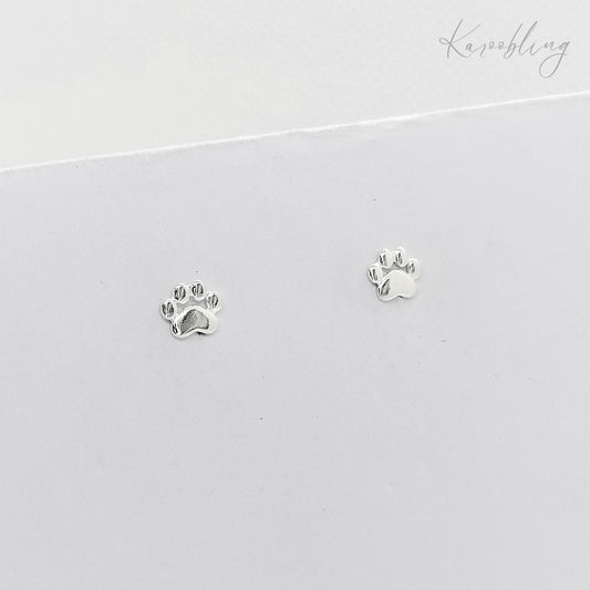 sterling silver paw print stud earrings