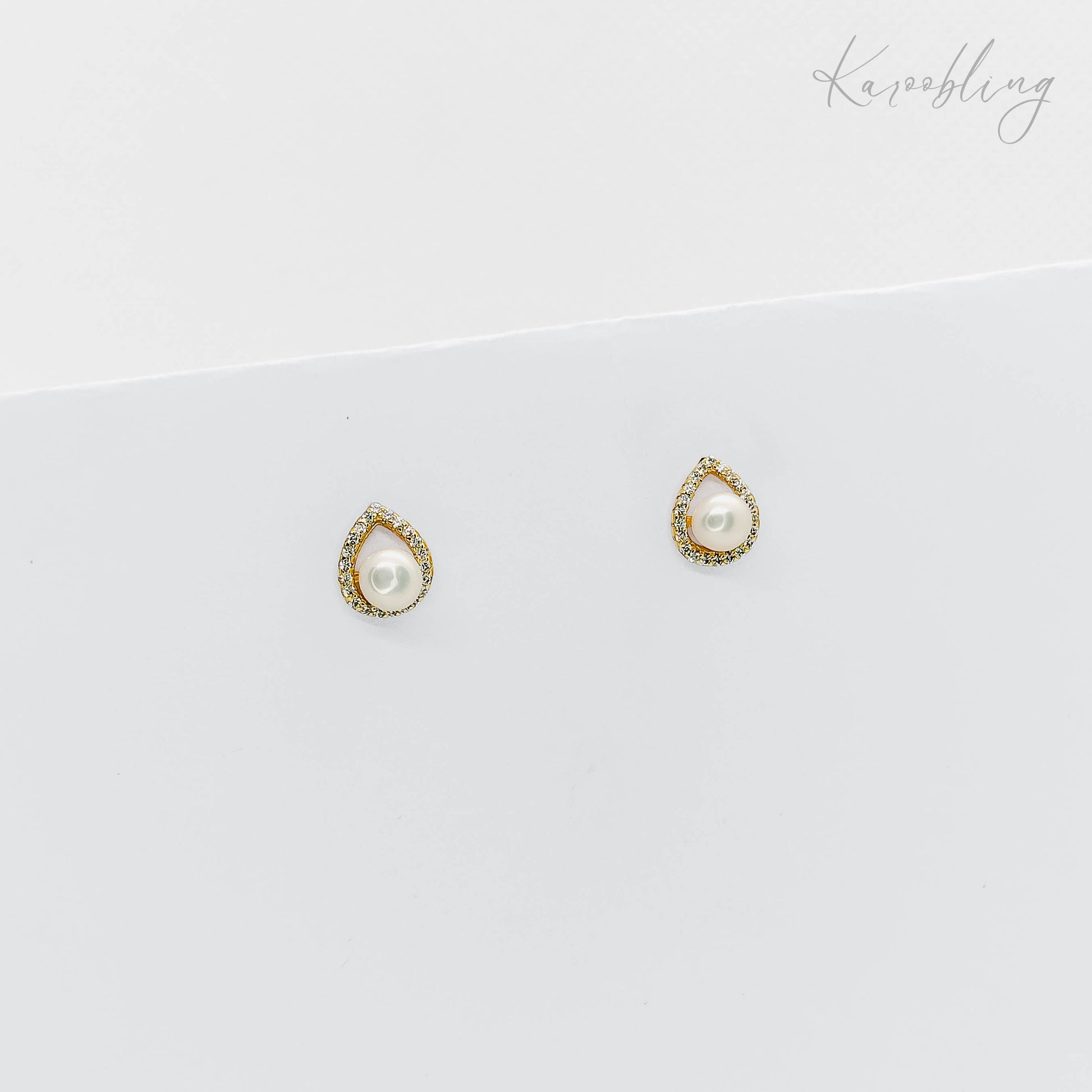 sterling silver pearl stud earrings gold plated