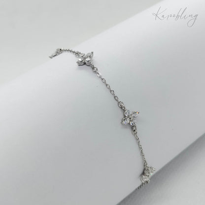 Sterling Silver Petal Sparkle Bracelet Karoobling Jewelry - close up