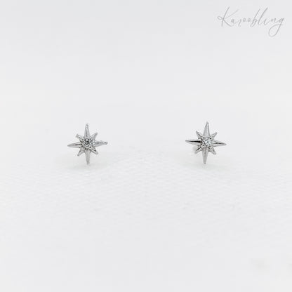 Sterling Silver Teeny Tiny Northern Star Stud Earrings