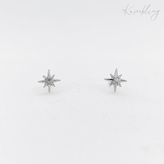 Sterling Silver Teeny Tiny Northern Star Stud Earrings